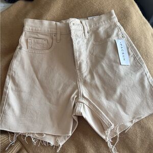 PacSun Women's High-Rise Raw Hem Shorts — Beige